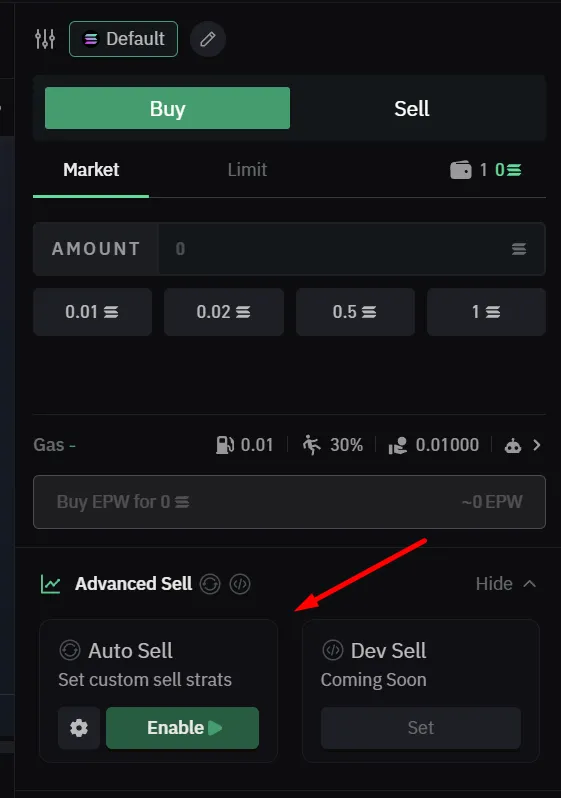 Bullx Setting Up Auto Sell