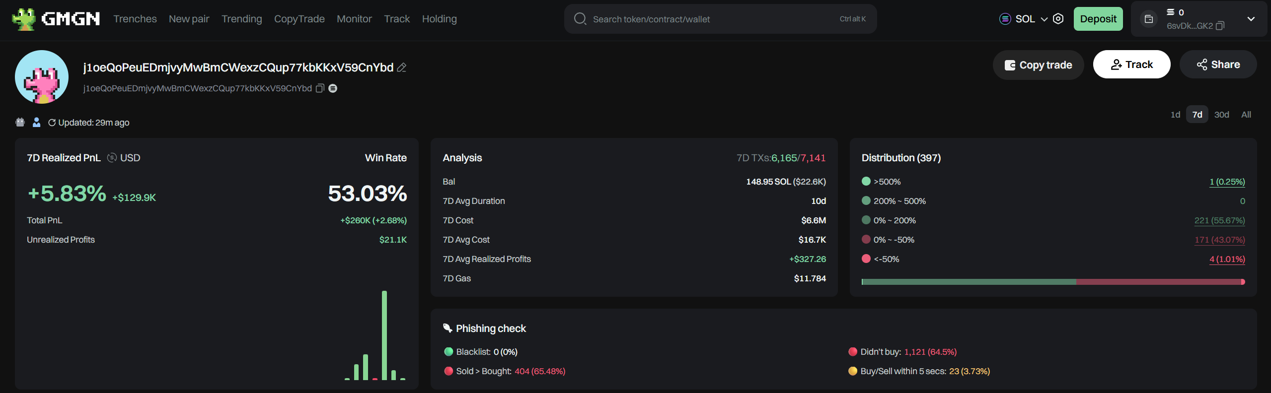 Tracking a Solana wallet